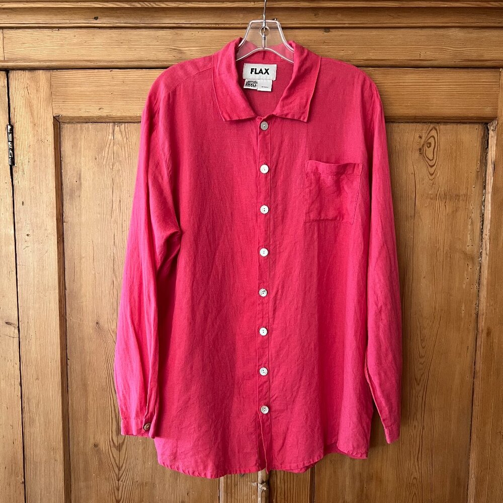 Flax 100% Linen Long-Sleeved Shirt Size Small (see measurements0